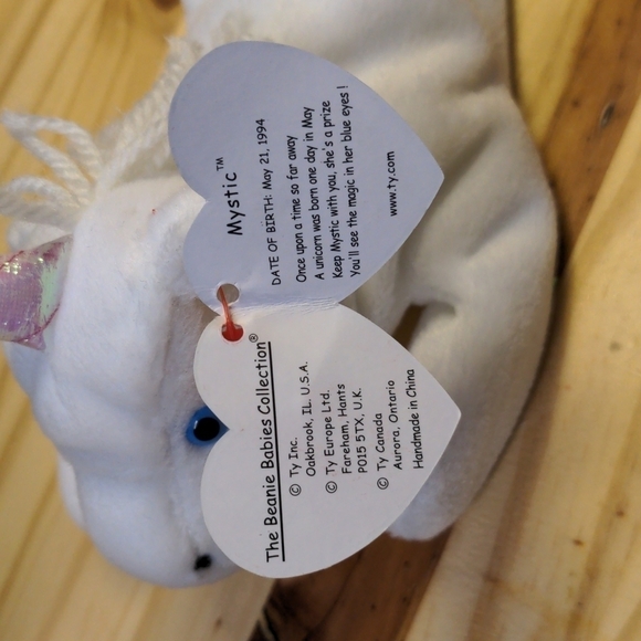 TY MYSTIC Beanie Baby Mystic the Unicorn Iridescent Horn Collectibles BD 5-21-94 - Picture 11 of 13